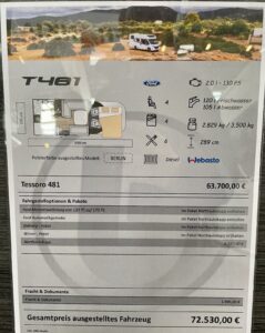 Benimar Tessoro T481 - Datenblatt