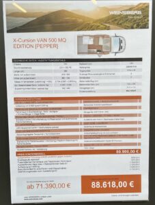 Weinsberg X-Cursion VAN 500 mq - Datenblatt